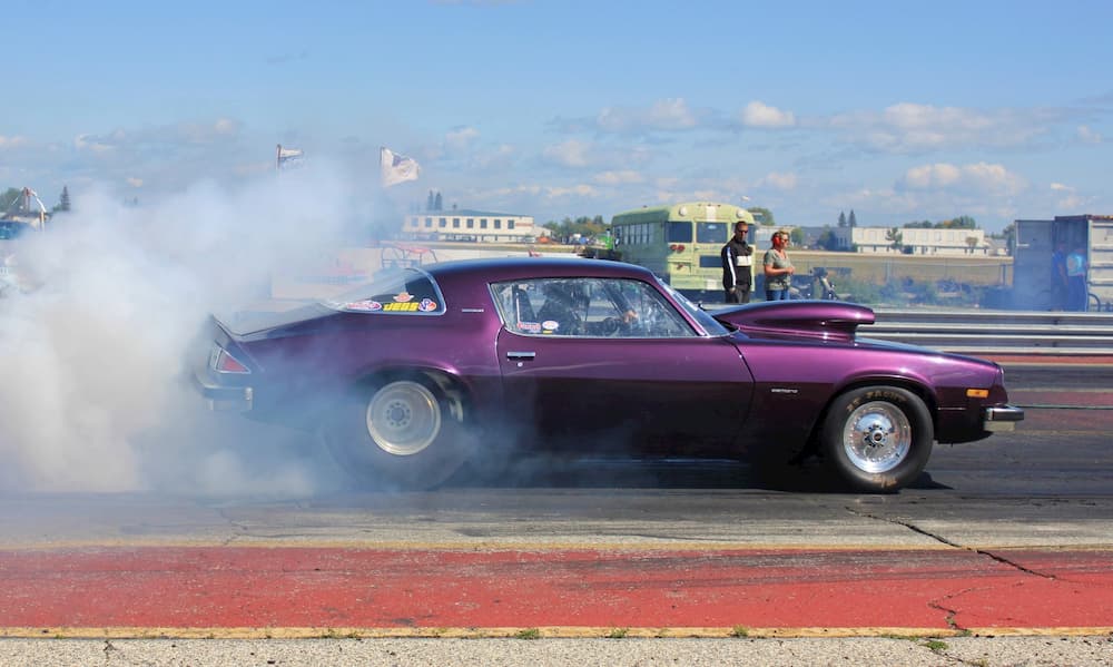 Dragster performing a burnout